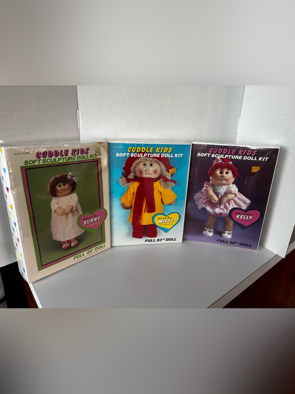 New Vintage Lot of Cuddle Kids Soft Sculpture Doll Kits - Bunny, Misty, Kelly